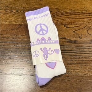 Roller Rabbit Lavender and White Peace, Monkey, Love  socks